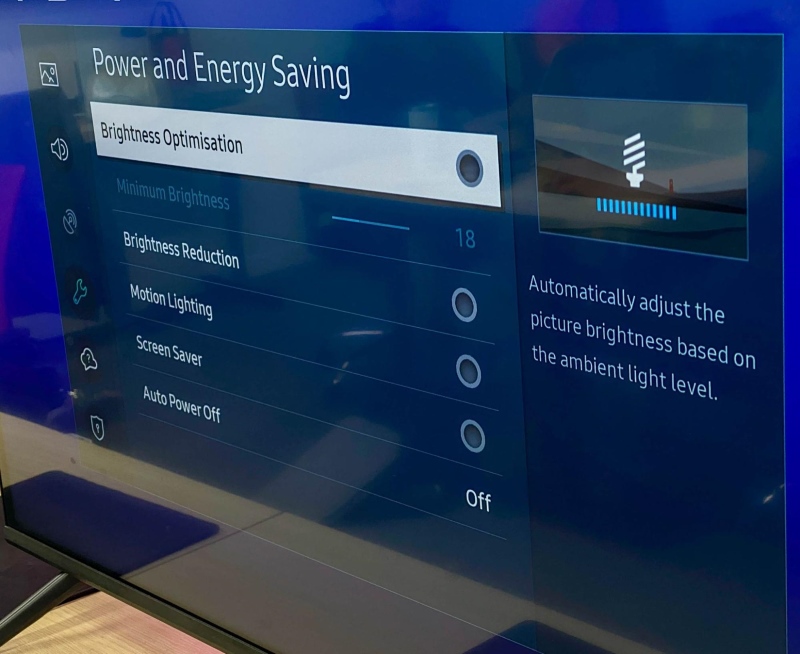 turn off the Brightness Optimization feature on Samsung TV
