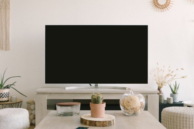 A big TV in the living room