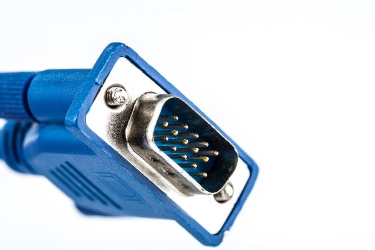 A blue VGA cable