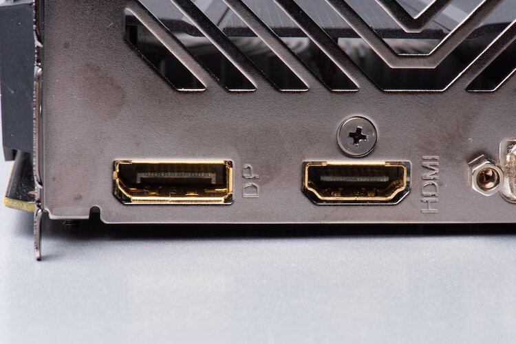 DisplayPort and HDMI port on a graphics card