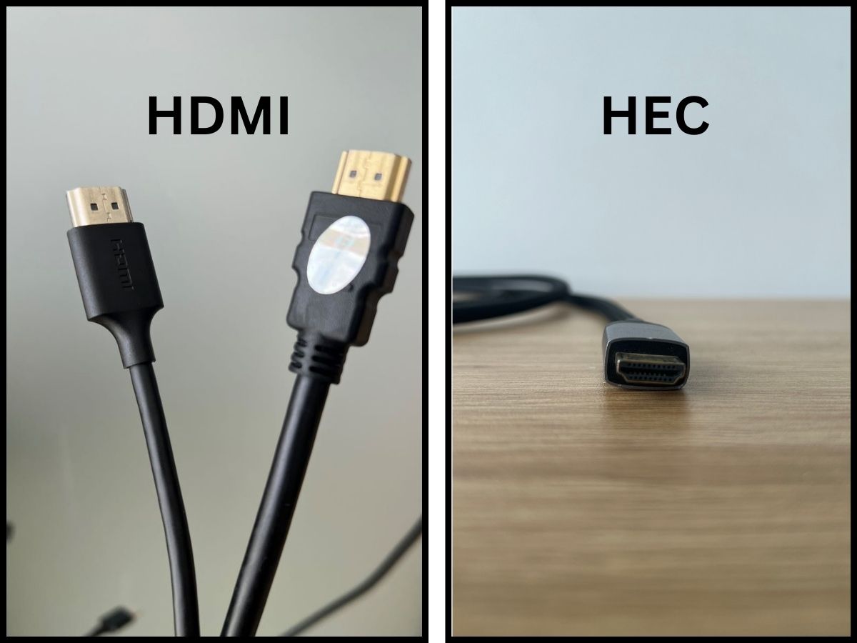 Normal HDMI cable and HDMI with Ethernet cable are comparing