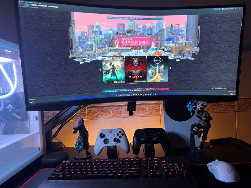 Samsung 34 inch Odyssey gaming monitor setup