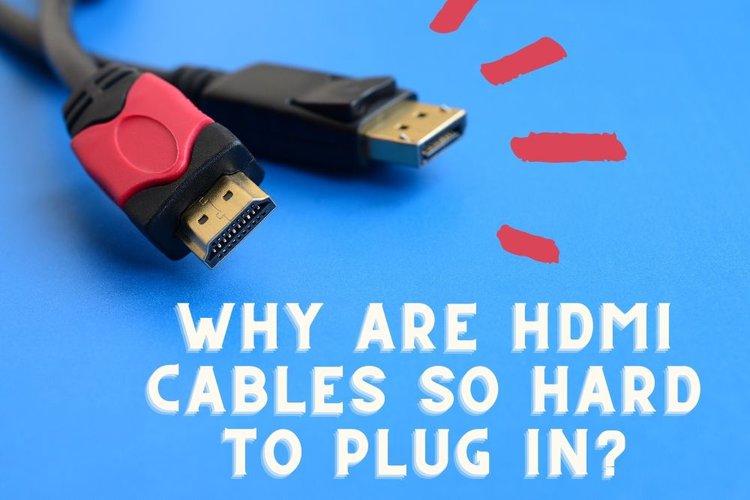 Two hdmi cables on a blue table with a title