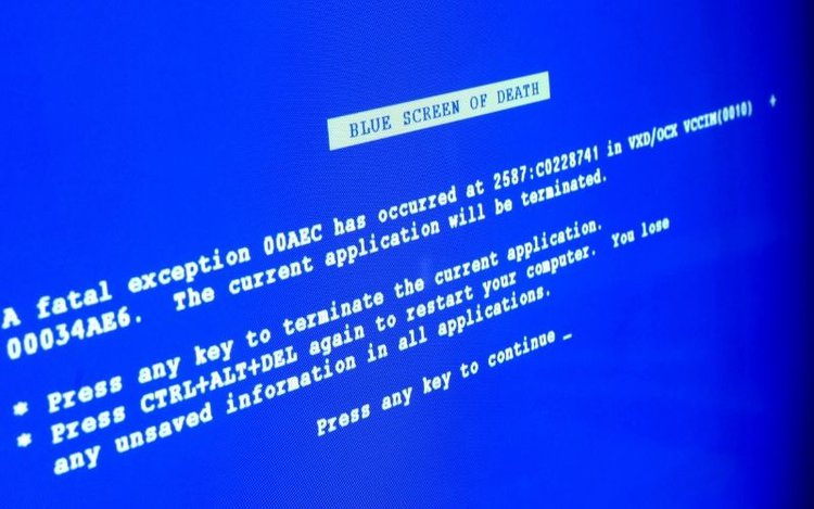 a blue error screen