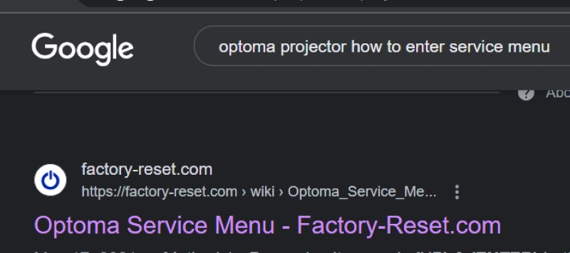 search for how to enter Service Menu in the Optoma projector