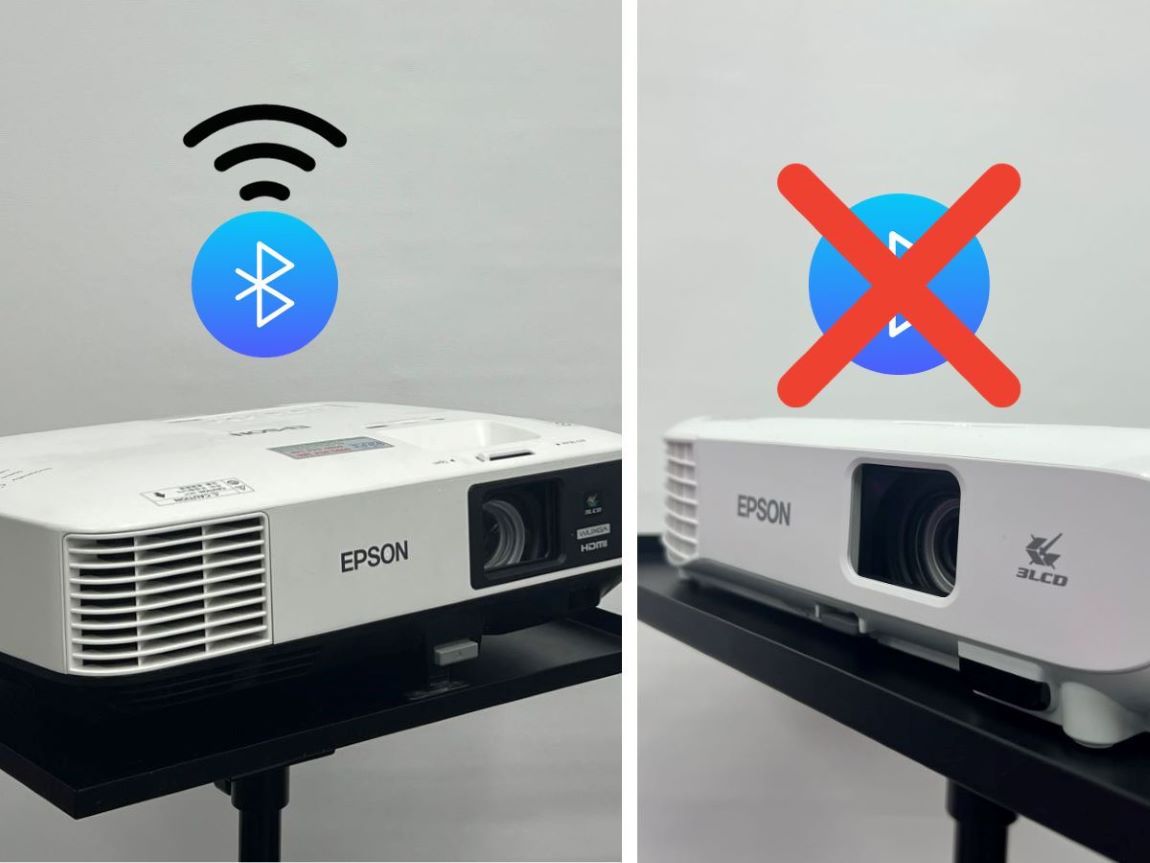 two Epson projectors side by side one Epson on the left has Bluetooth support and the one on the right does not