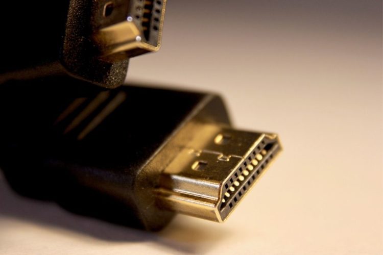 A close-up of HDMI cables