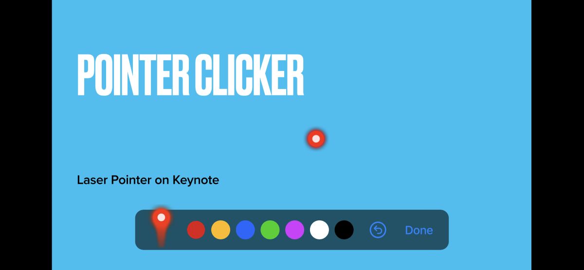A laser pointer with other pen color option on Keynote presentation
