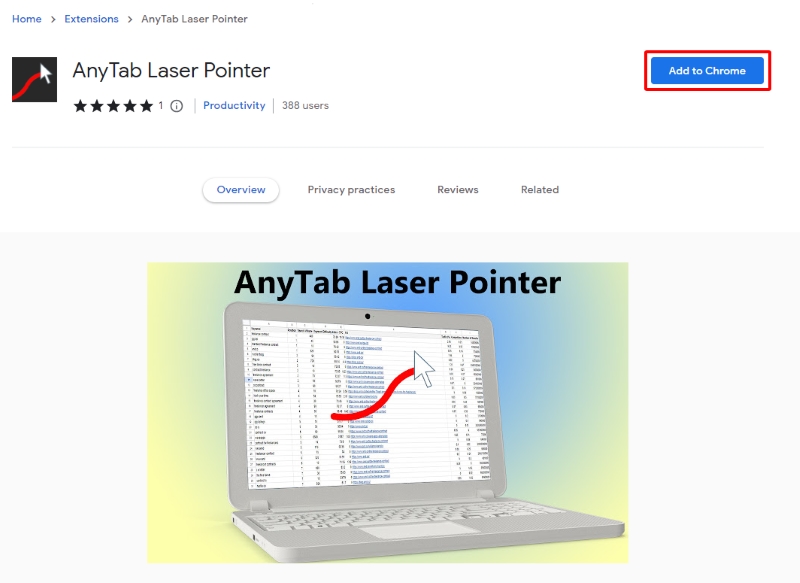 Add to Chrome the AnyTab Laser Pointer extension