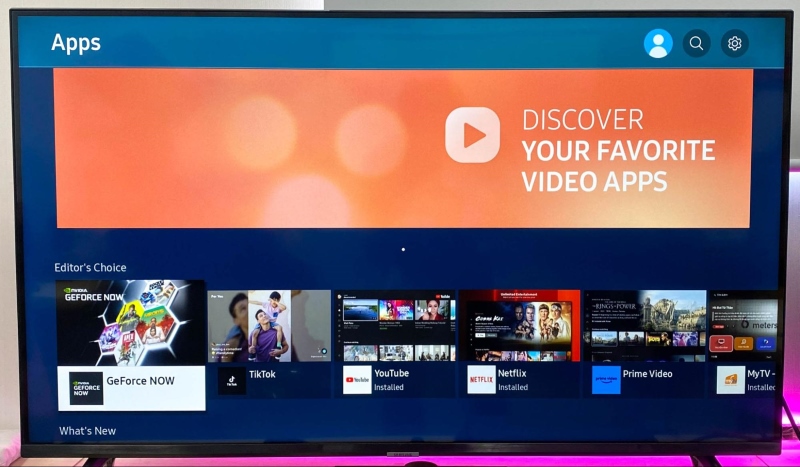 Apps screen on a Samsung TV