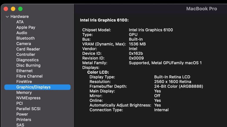 Graphics and Displays on a Macbook