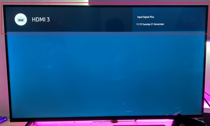 HDMI info banner on Samsung TV