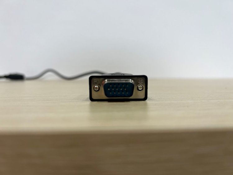 VGA cable on a wooden table