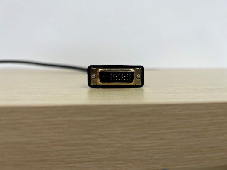 DVI cable on a wooden table