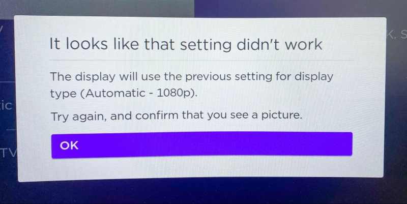 It looks like that setting didn't work message on a monitor