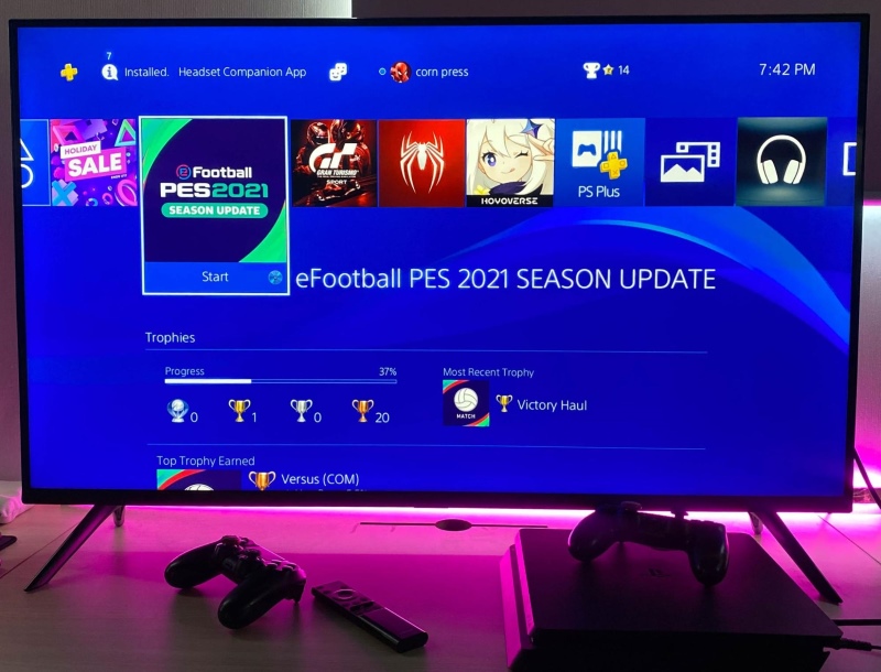 PS4 console screen on a Samsung TV