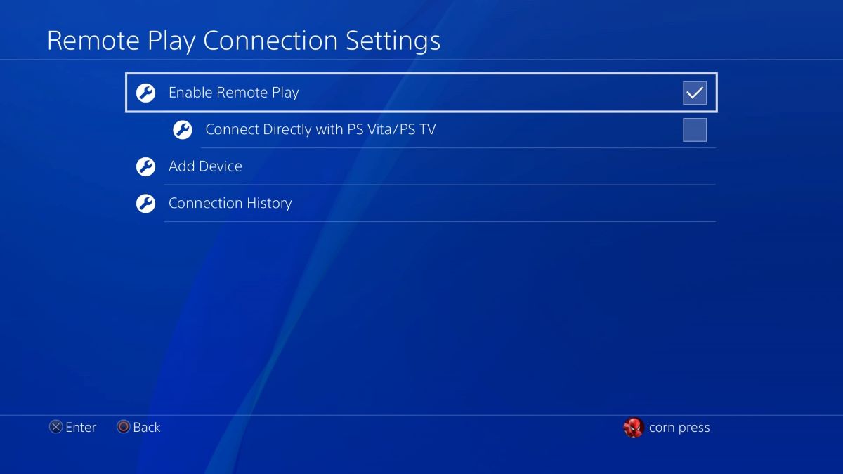 Remote Play on PS4 is being enabled by check to the box option