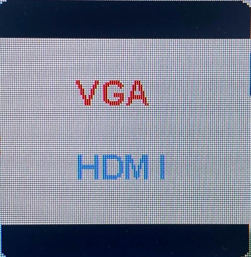 VGA input selected on a monitor