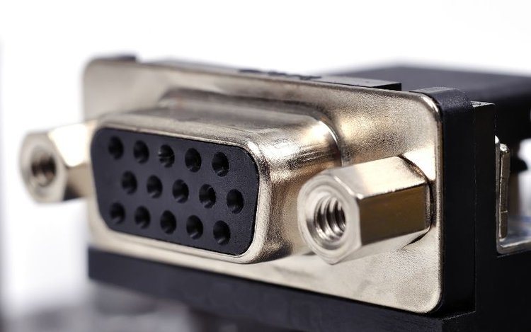 a close-up of VGA cable pins