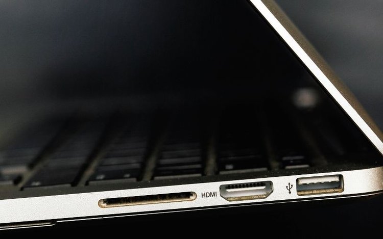 a laptop HDMI port and USB port