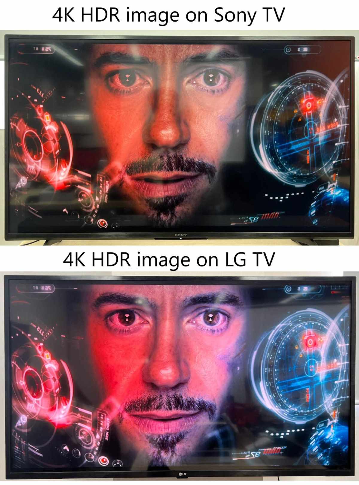 comparison of 4K HDR image between Sony TV and LG TV
