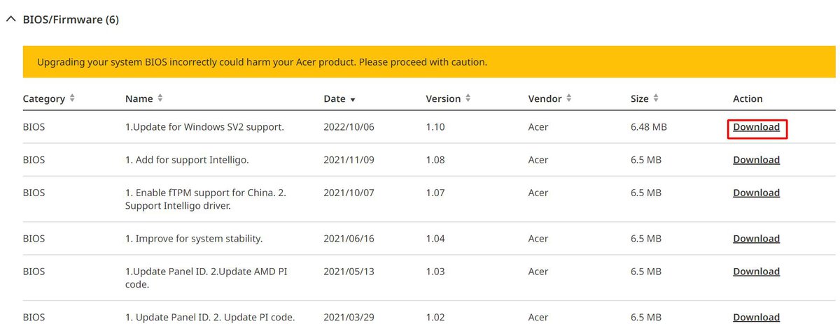 download bios firmware update file