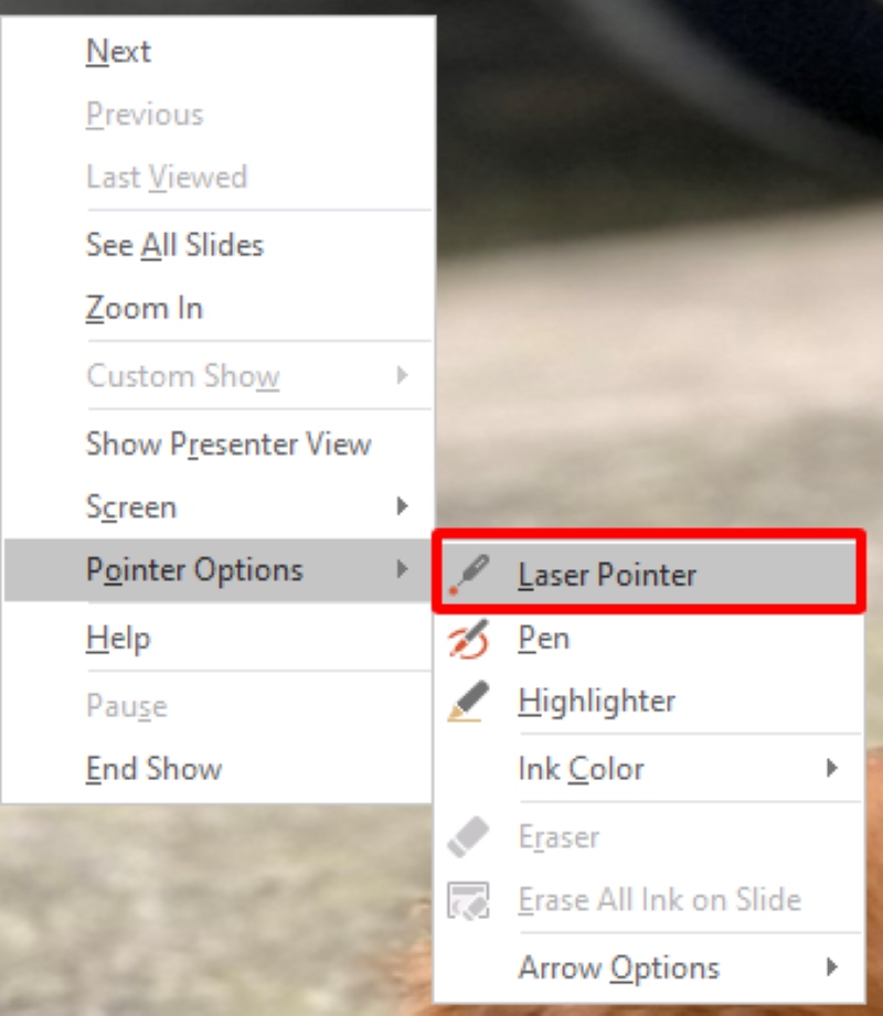 enable Laser Pointer in PowerPoint