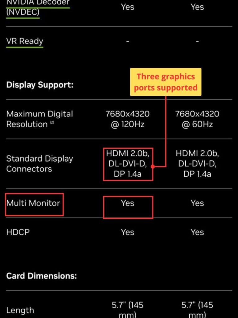 how to check the exact number of monitor an egpu supports