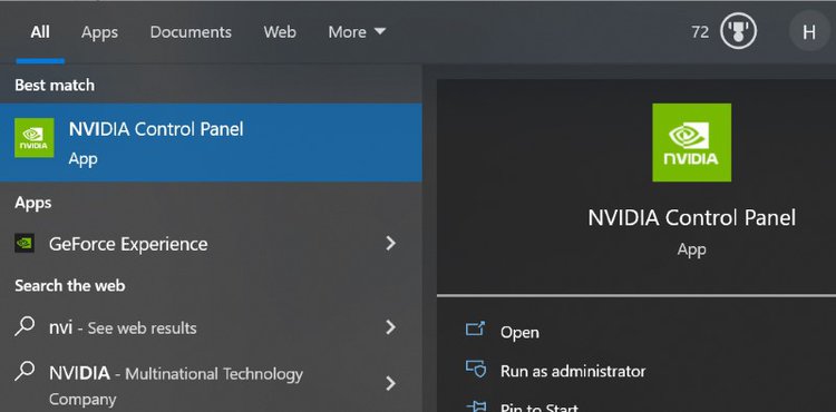 open NVIDIA Control Panel on Window laptop