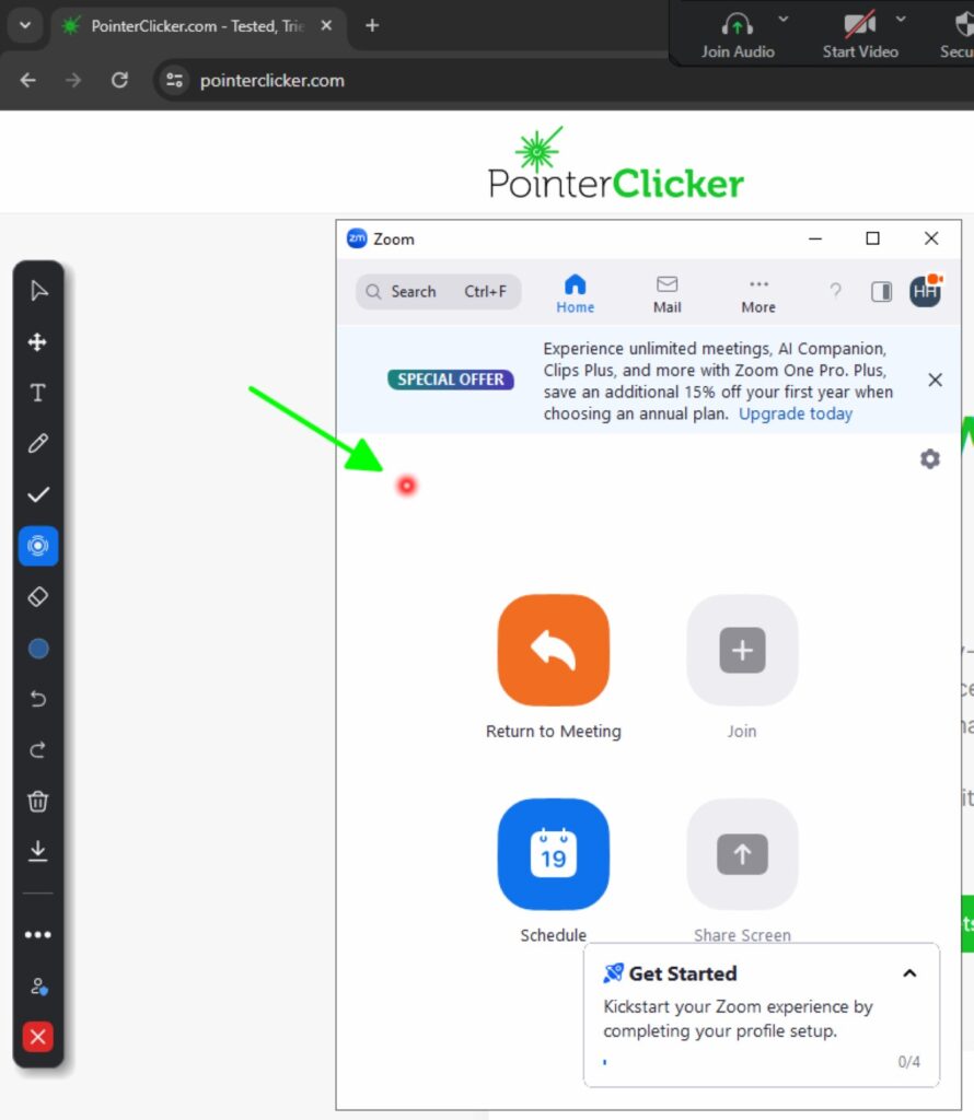 how to use pointer in zoom presentation