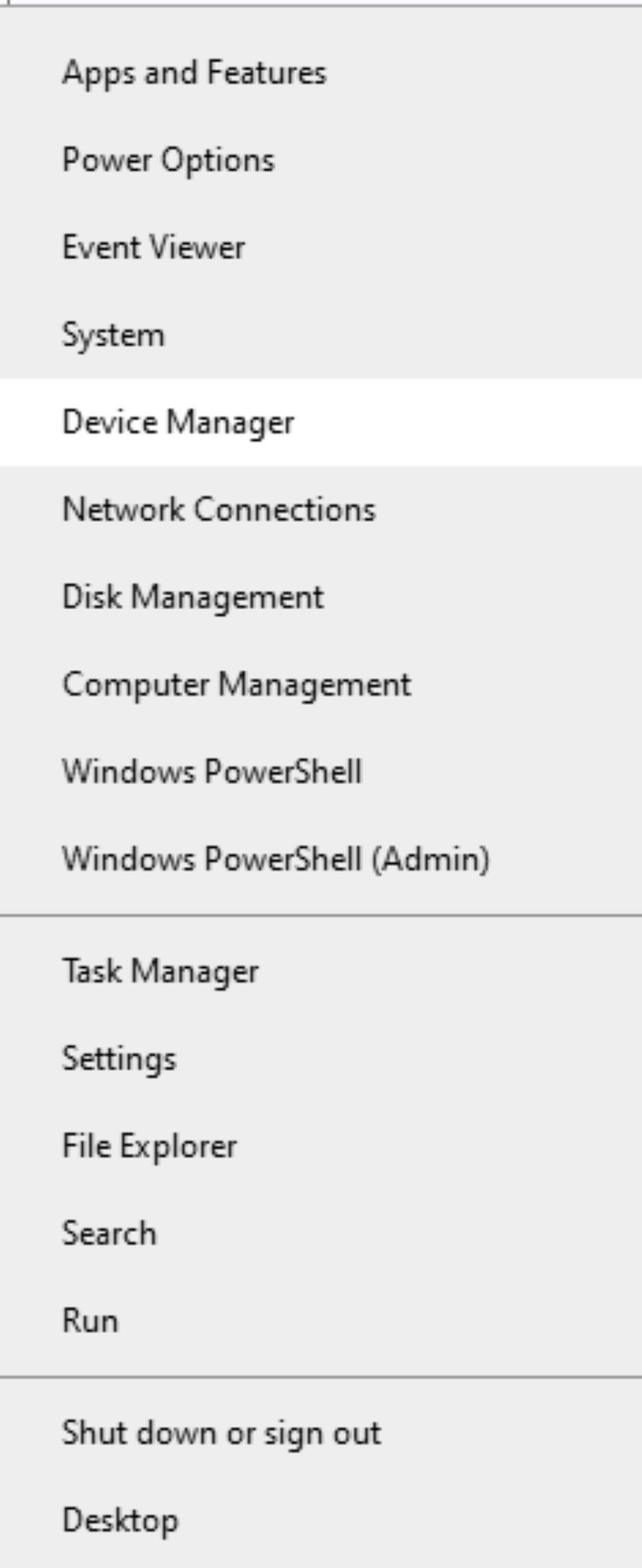 select Device Manager on Windows PC