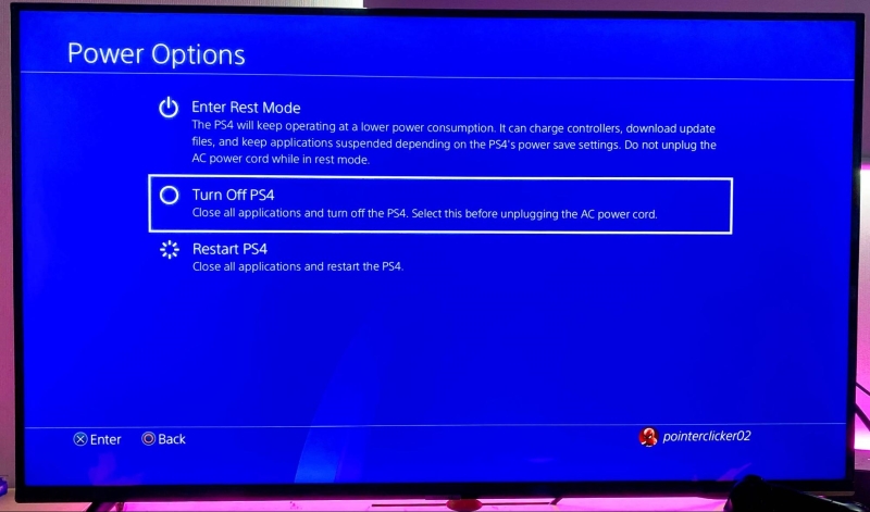 select the turn off PS4 option