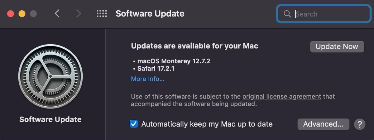 software update on a macbook