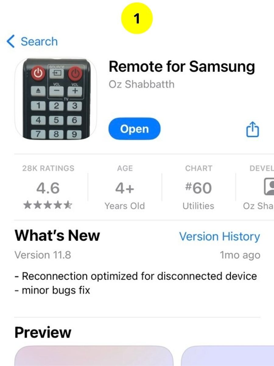step 1 - install the remote for samsung app on an iphone