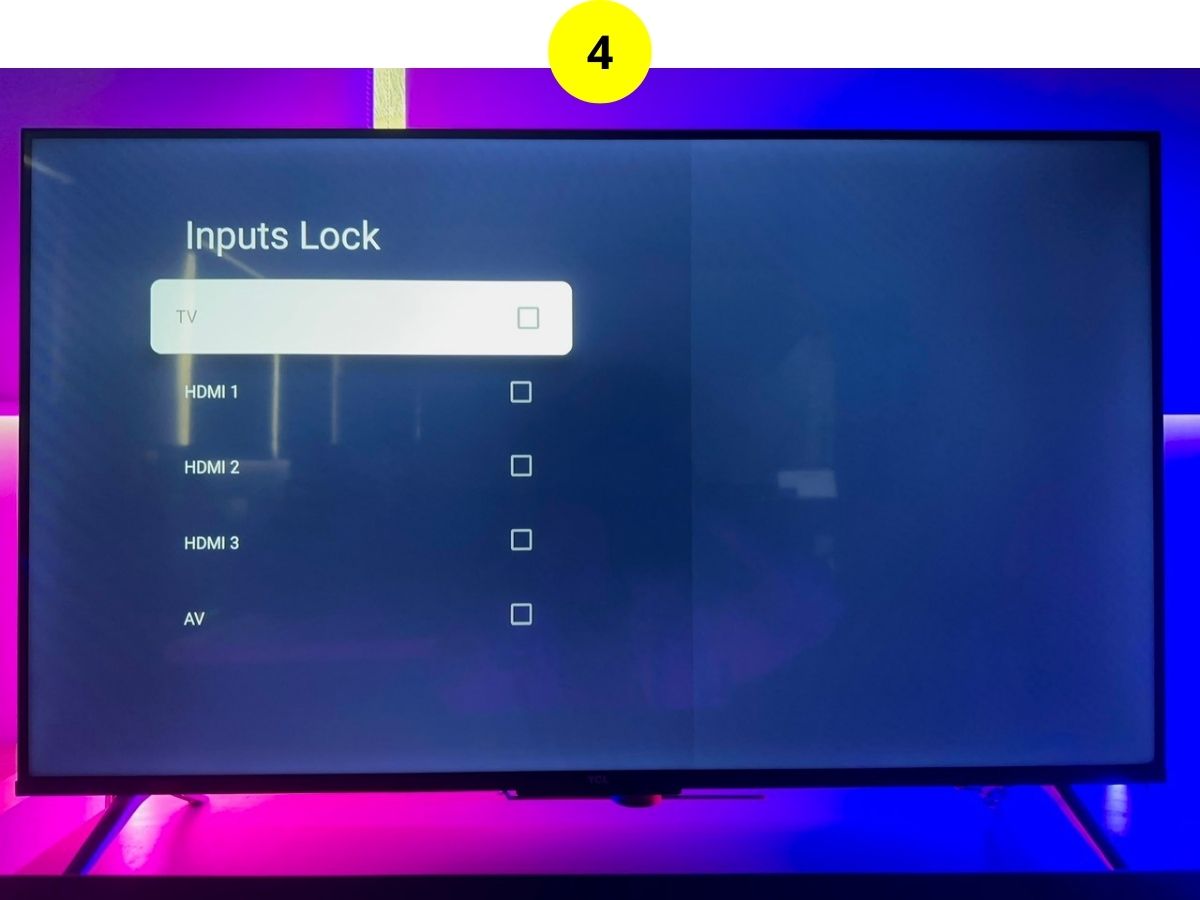 step 4 -Select Inputs Lock and unlock your desired input