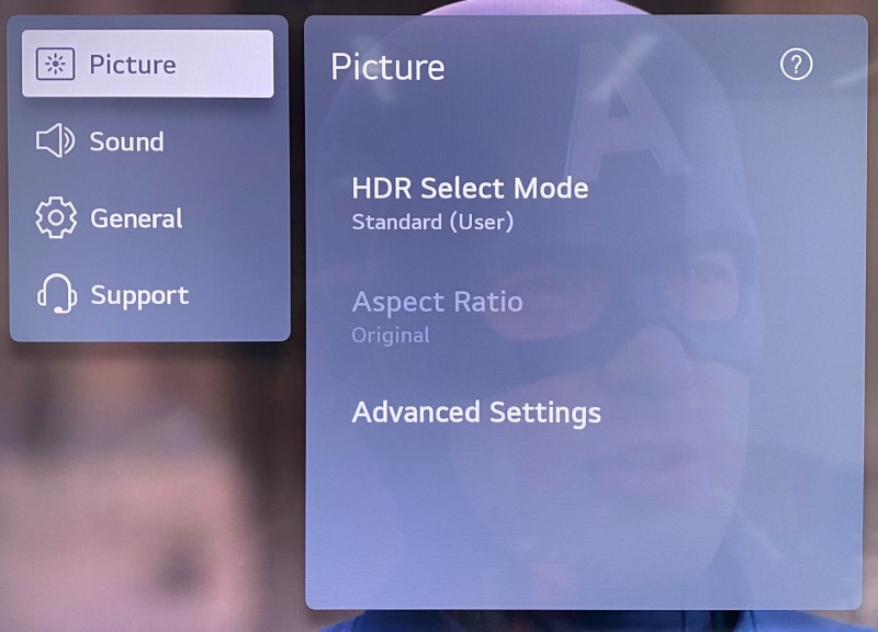 the Picture settings on LG TV