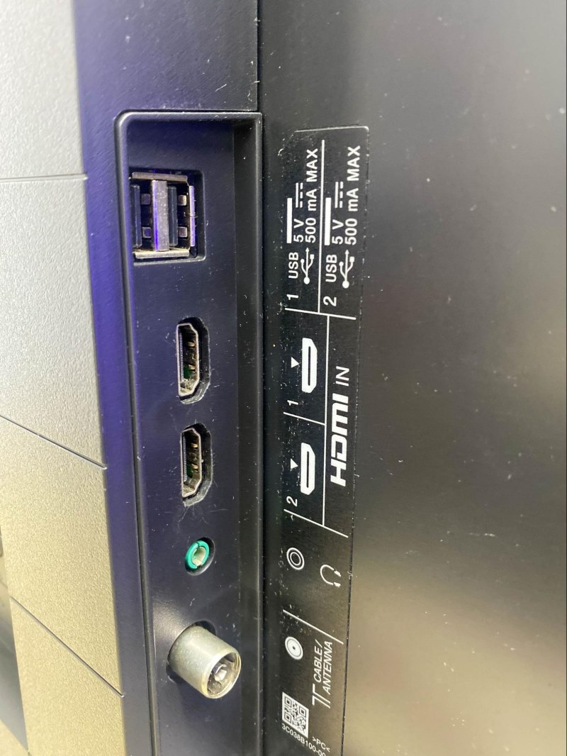 two HDMI ports on the rear side of a smart TV