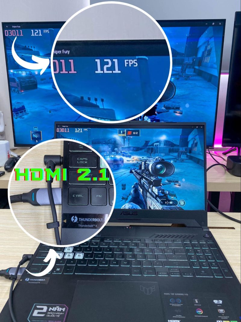 use HDMI 2.1 to play 120FPS games from a laptop onto a TV