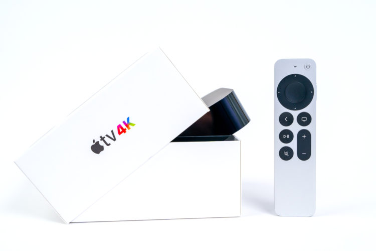 Apple TV box and remote