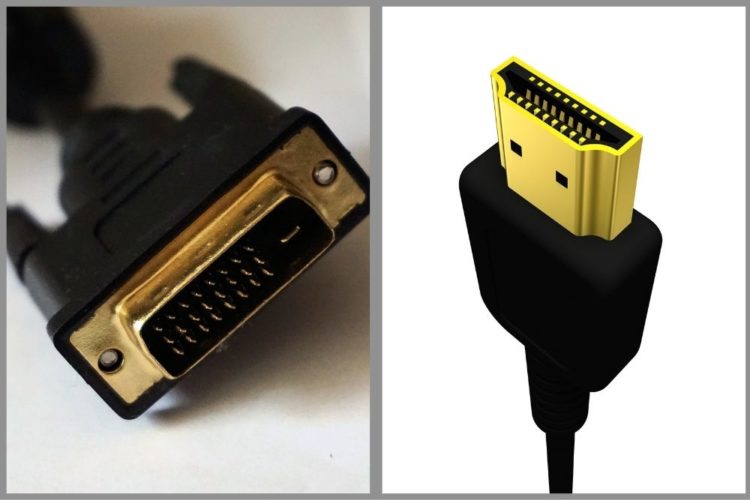 Black DVI cables and black HDMI cables