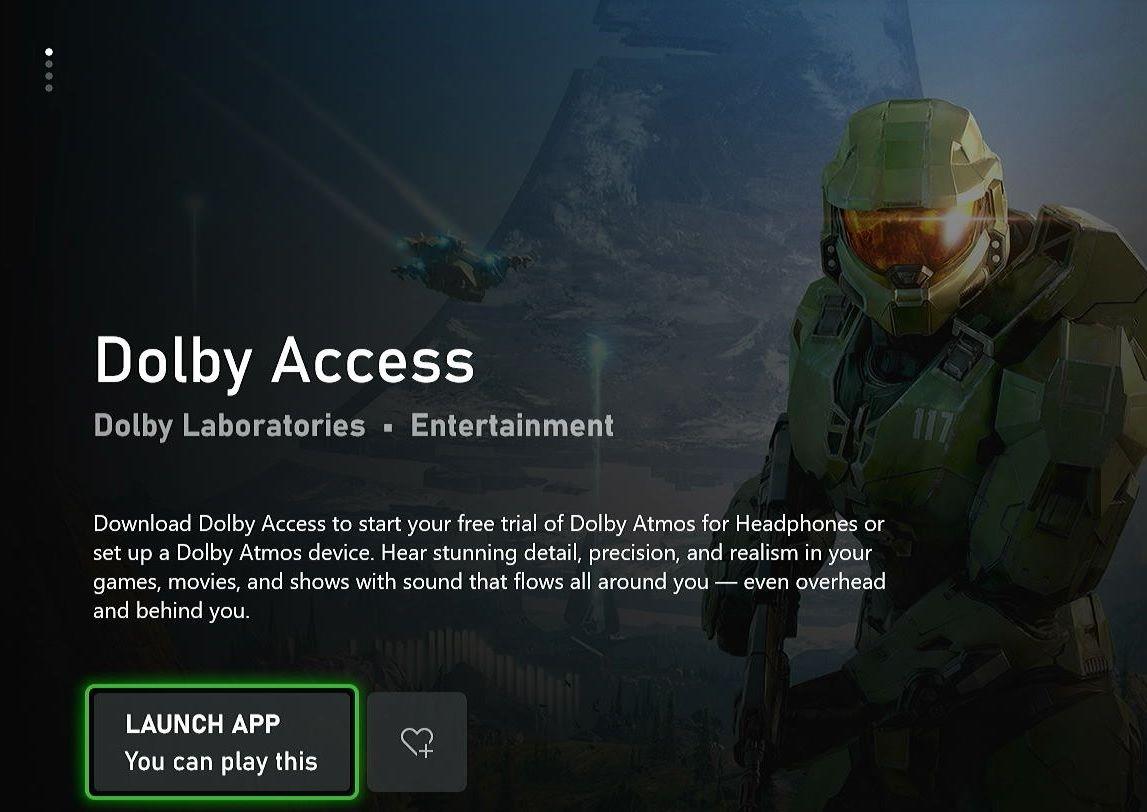 Dolby Access on Xbox Series S and ready to launch with Halo video game background