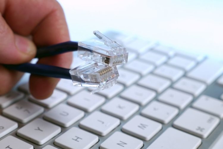Ethernet Cable on a keyboard