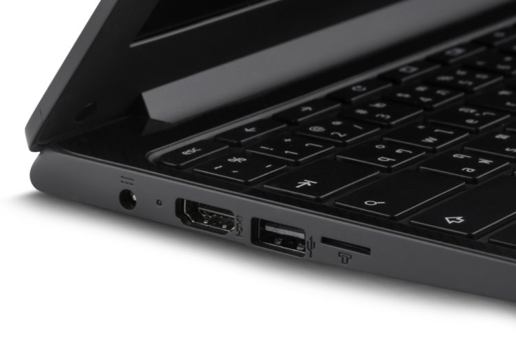 HDMI port and other ports on a black laptop