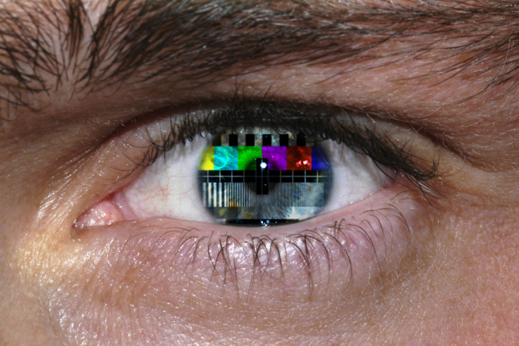Human eye reflected TV screen