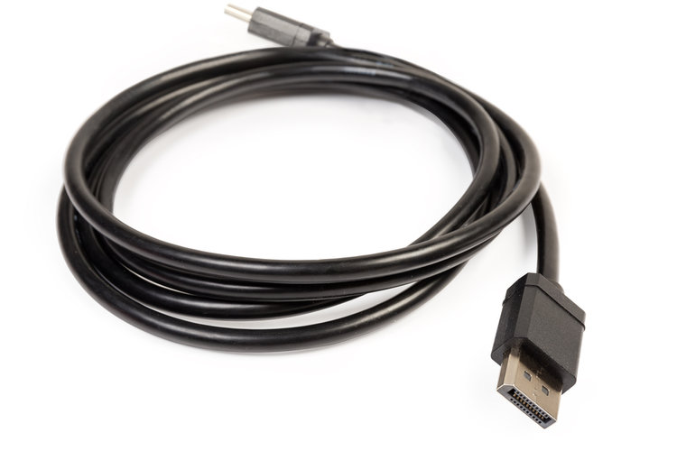 Long Displayport cable with white background