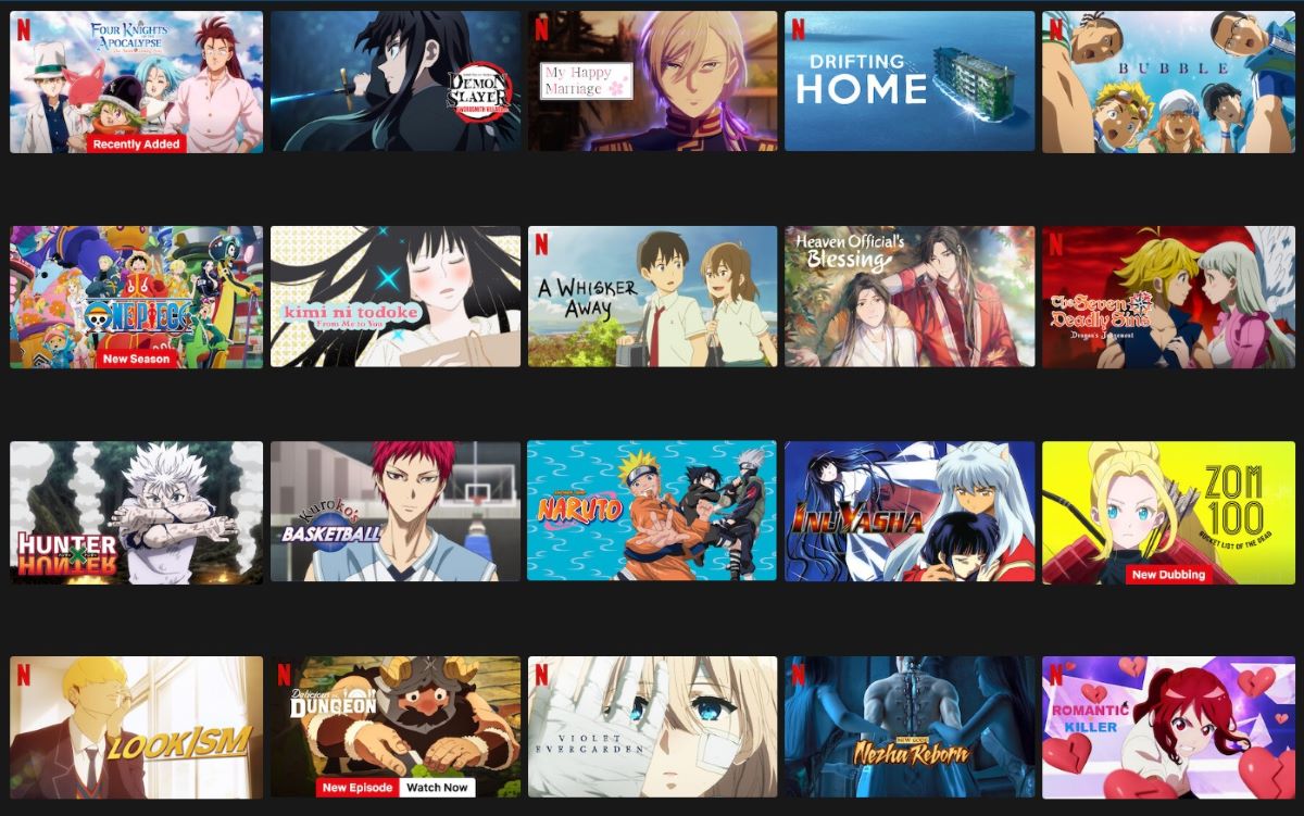 Netflix with its library of anime