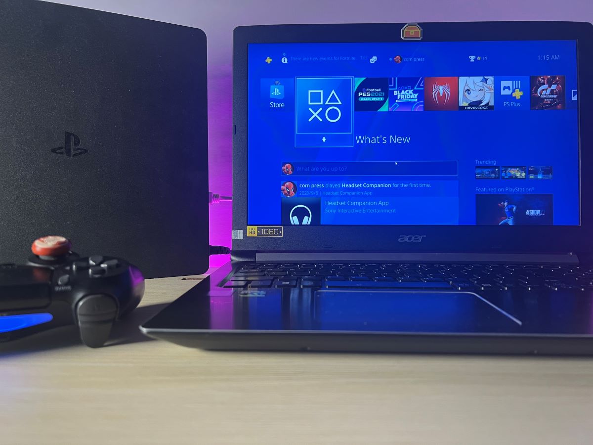 PS4 console running on Asus laptop using HDMI capture card