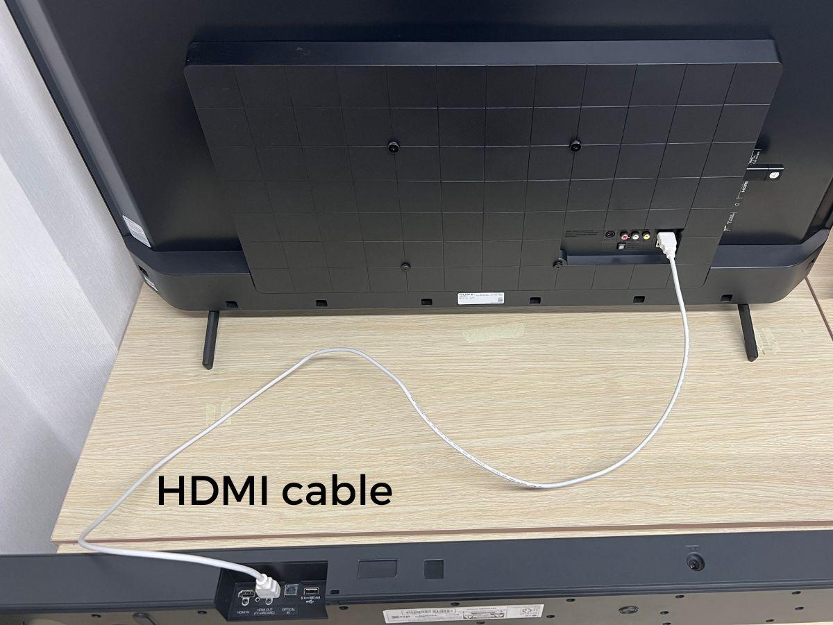 The HDMI cable is plug from the Sony TV to the LG soundbar