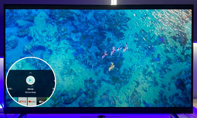 highlighting Movie mode on Samsung TV