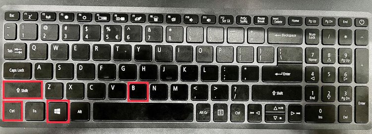 windows laptop's keyboard with shift ctrl window B keys highlighted
